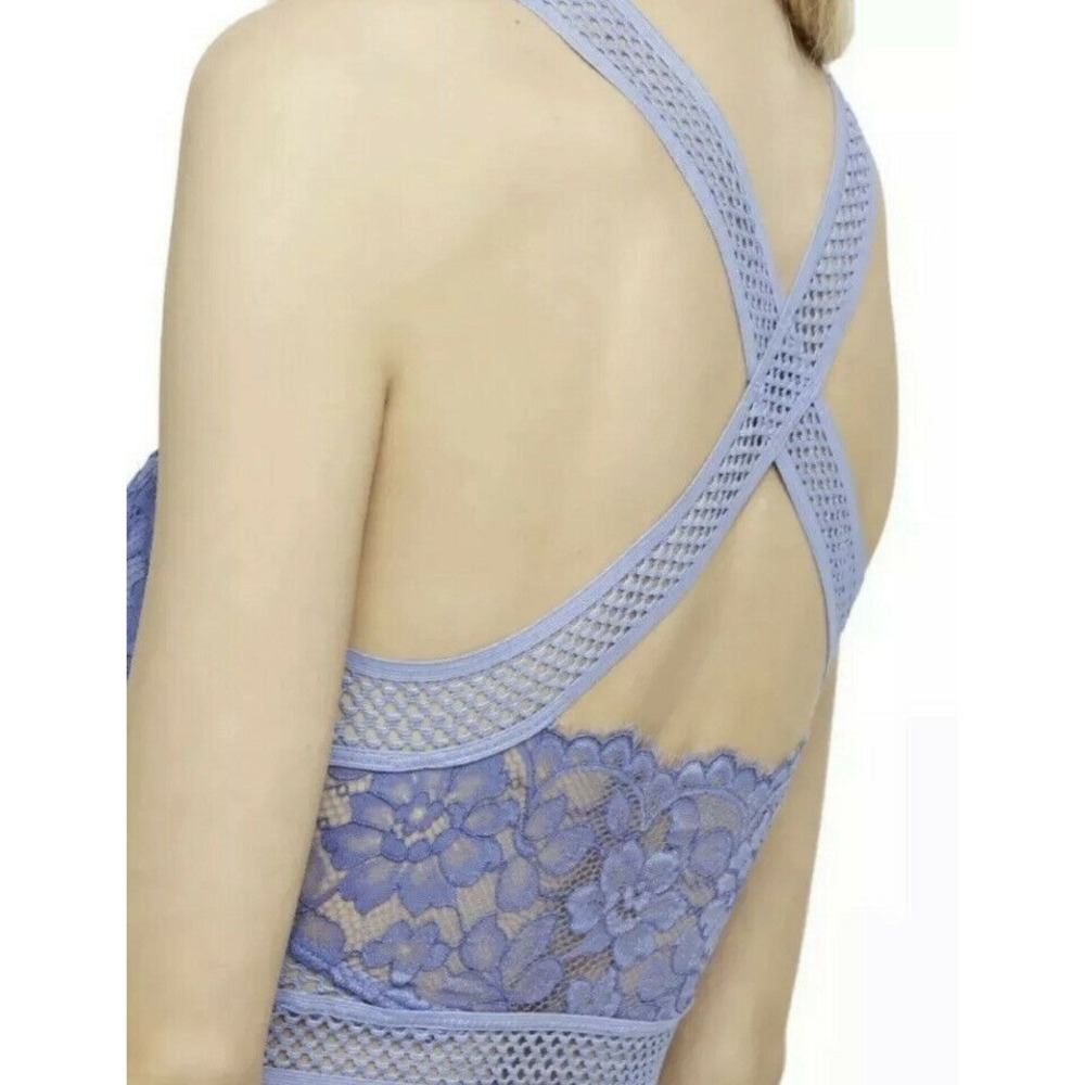 New FREE PEOPLE Small S Brami Bralette Longline Bra Lace Sitting Pretty Blue NWT - Picture 4 of 5